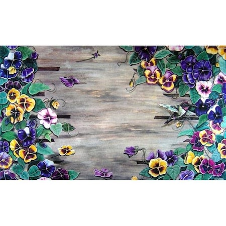 Custom Printed Rugs Custom Printed Rugs CPR046 Weatherwood Pansy 18 x 30 in. Doormat Rug - Blue; Gold & Yellow; Yellow CPR046